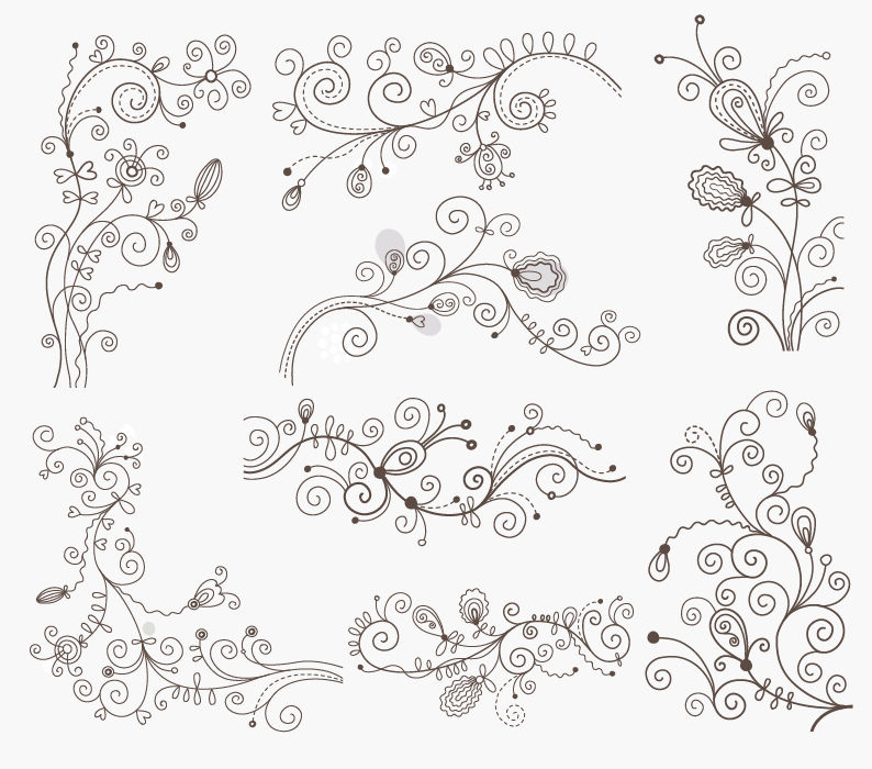 free vector Swirl Floral Decorative Elements Vector Graphic Set